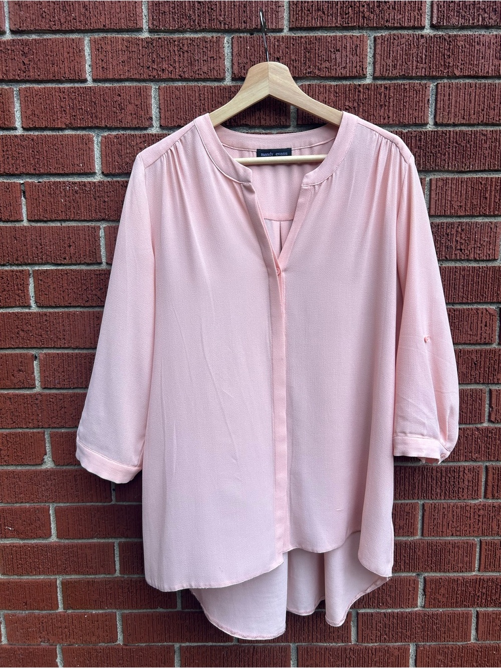 Mandy Evans Blush Pink High-Low Blouse | Lightweight 3/4 Sleeve Tunic Top